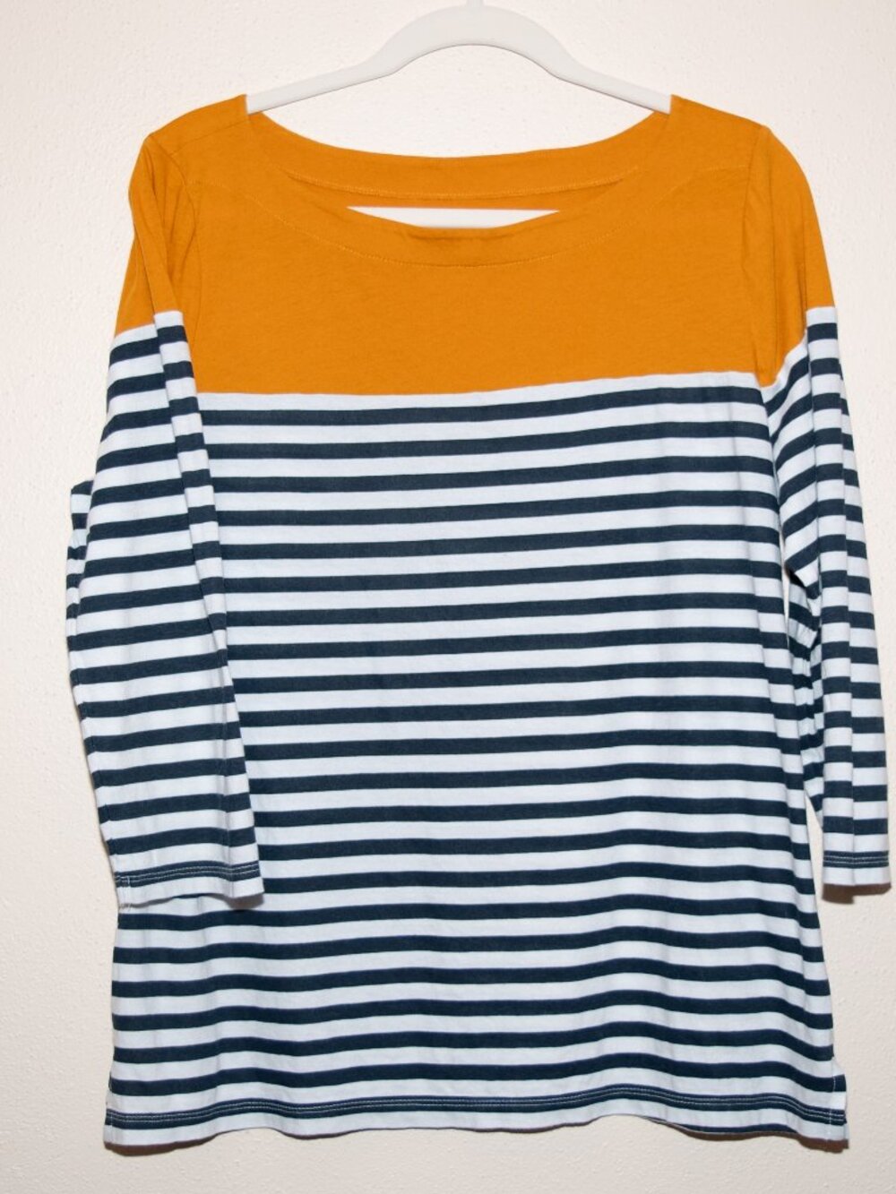LOFT Outlet Colorblock Boatneck Top Striped Nautical Preppy Coastal Wmns L